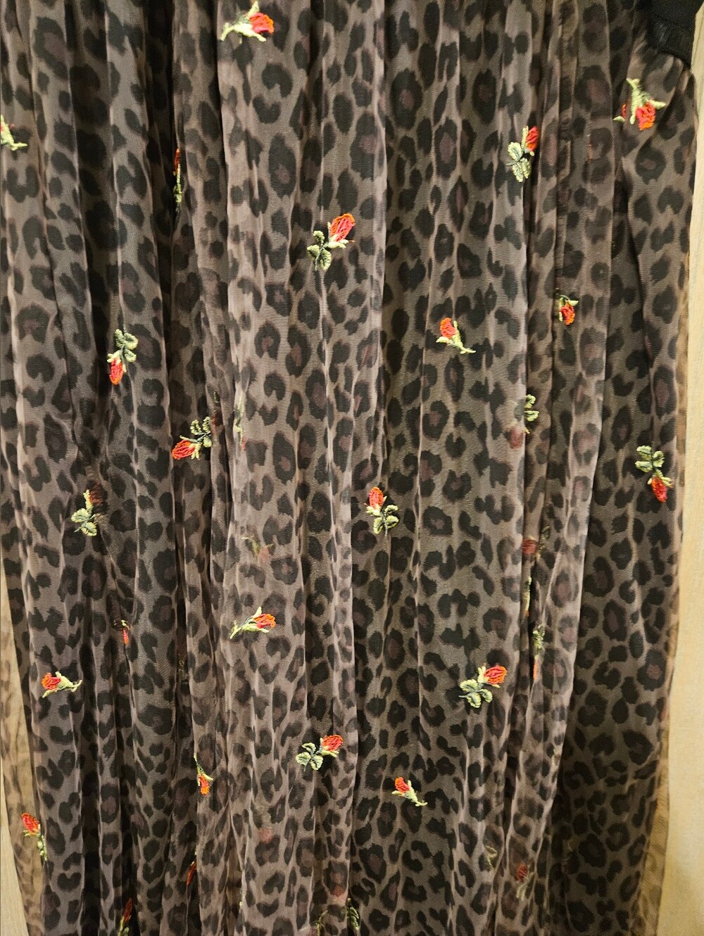 Torrid x Betsey Johnson Brown Leopard Print Dress with Red Rose Embroidery - Picture 6 of 7